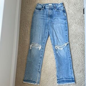 GOOD AMERICAN Distressed Blue Jeans
